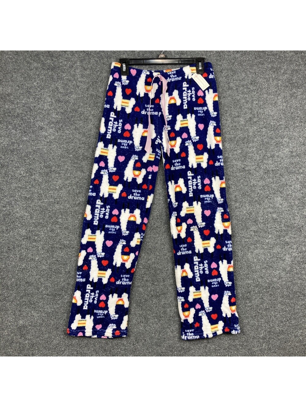 Bobbie Brooks Womens Small Blue Save the Drama Llama Plush Lounge Pants NEW